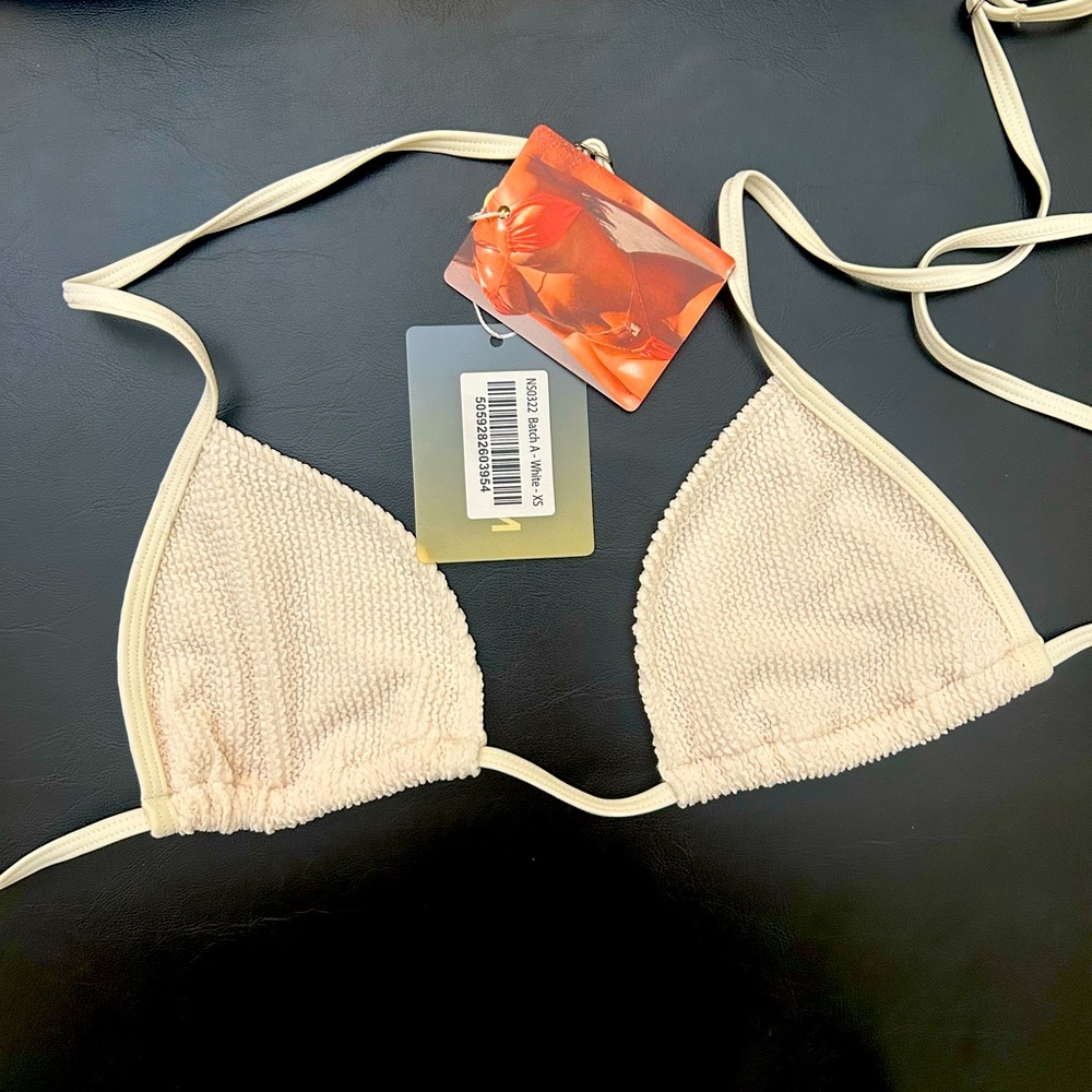 Oh Polly Cream Textured String Bikini Top. Size XS. Brand new with tags.
